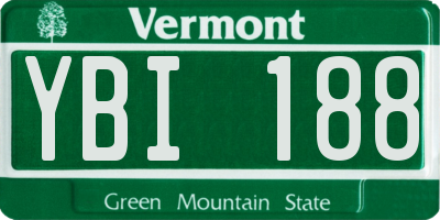 VT license plate YBI188