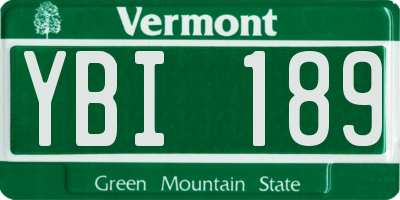 VT license plate YBI189