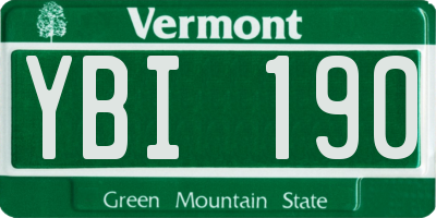 VT license plate YBI190
