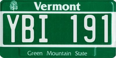 VT license plate YBI191