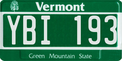 VT license plate YBI193