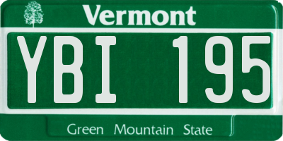 VT license plate YBI195