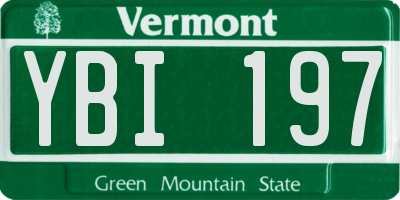 VT license plate YBI197