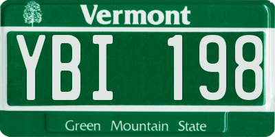 VT license plate YBI198
