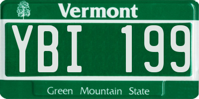 VT license plate YBI199