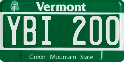 VT license plate YBI200