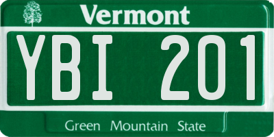 VT license plate YBI201