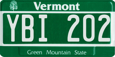 VT license plate YBI202