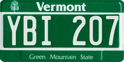 VT license plate YBI207