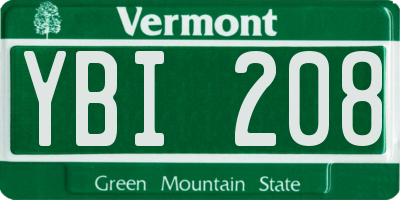 VT license plate YBI208