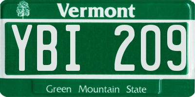 VT license plate YBI209