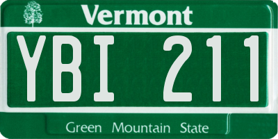 VT license plate YBI211