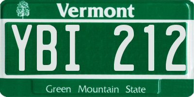 VT license plate YBI212
