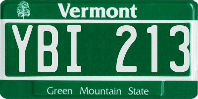 VT license plate YBI213