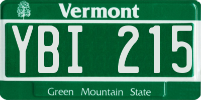 VT license plate YBI215