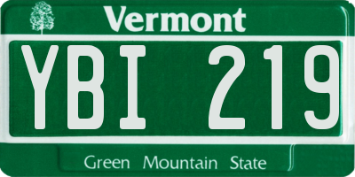 VT license plate YBI219