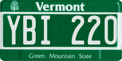 VT license plate YBI220