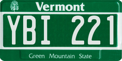 VT license plate YBI221