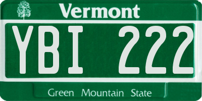 VT license plate YBI222