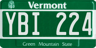 VT license plate YBI224