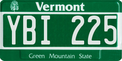 VT license plate YBI225