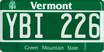 VT license plate YBI226