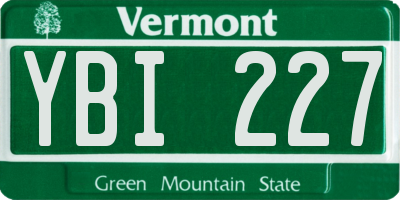 VT license plate YBI227