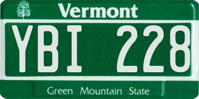 VT license plate YBI228
