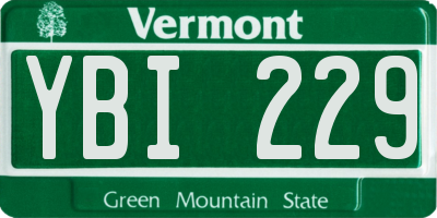 VT license plate YBI229