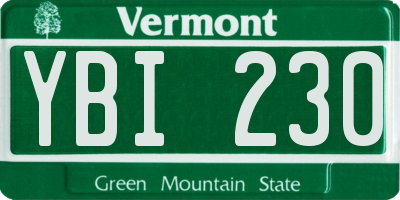 VT license plate YBI230