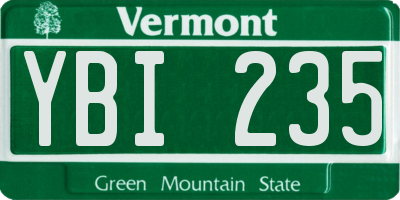 VT license plate YBI235