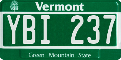 VT license plate YBI237
