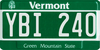 VT license plate YBI240