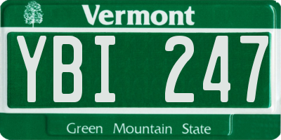 VT license plate YBI247