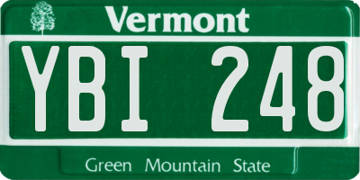 VT license plate YBI248
