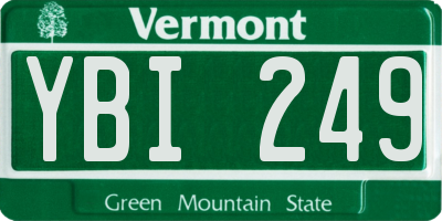 VT license plate YBI249