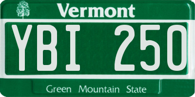 VT license plate YBI250
