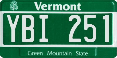 VT license plate YBI251