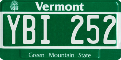 VT license plate YBI252