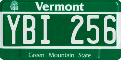 VT license plate YBI256