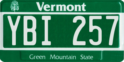 VT license plate YBI257