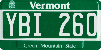 VT license plate YBI260