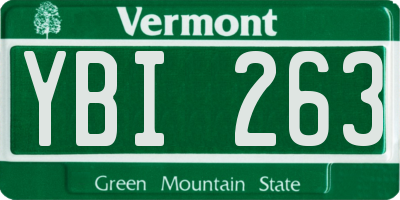 VT license plate YBI263
