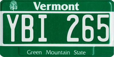 VT license plate YBI265
