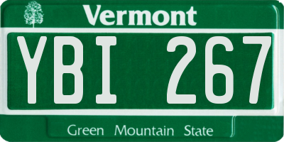 VT license plate YBI267