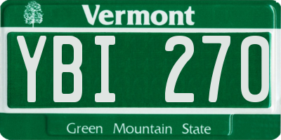 VT license plate YBI270