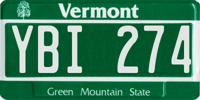 VT license plate YBI274