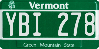 VT license plate YBI278