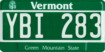 VT license plate YBI283