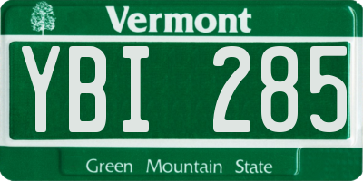 VT license plate YBI285